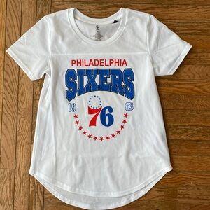 NBA women’s 76ers jersey tee.
